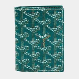 Pre Owned Goyard Saint Marc Green Goyardine Coated Canvas Card Holder  