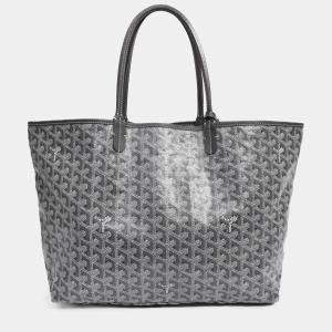 Pre Owned Goyard 2014 Grey Goyardine St. Louis PM Tote with Pouch