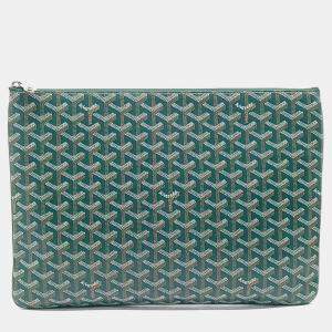 Pre Owned Goyard Green Coated Canvas Senna GM