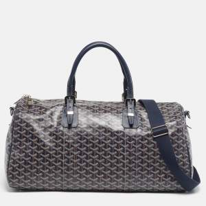 مملوكة مسبقًا Goyard Boston 50 Navy Blue Goyardine Coated Canvas and Leather Duffel Bag