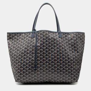 Pre Owned Goyard Saint Louis Gm Tote Bag Navy Leather