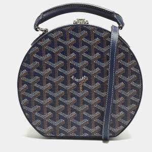 مملوكة مسبقًا Goyard Alto Hatbox Trunk Navy Blue Goyardine Coated Canvas and Leather Top Hanlde Bag