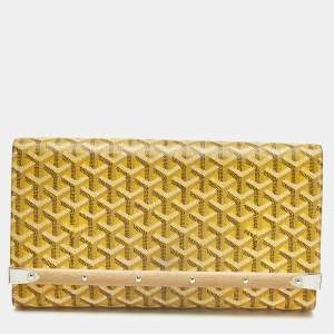 مملوكة مسبقًا Goyard Monte Carlo Bois Yellow Goyardine Coated Canvas and Leather Clutch