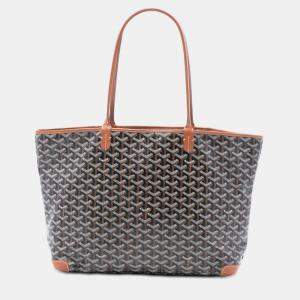 Pre Owned Goyard Black, Brown Goyardine Artois MM