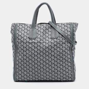 Pre Owned Goyard Grey Calf Leather, Coated Canvas Goyardine Voltaire