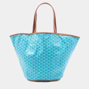 Pre Owned Goyard Blue Goyardine Reversible Belharra Tote