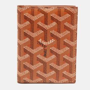 Pre Owned Goyard Saint Marc Orange Goyardine Coated Canvas Card Holder  