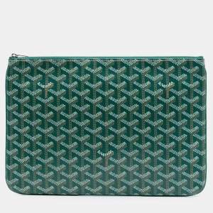 Pre Owned Goyard Green Goyardine Senat MM
