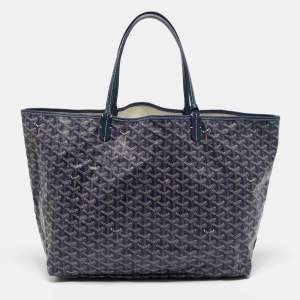 Pre Owned Goyard Saint Louis GM Blue Goyardine Coated Canvas Tote