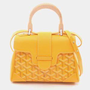 Pre Owned Goyard Saigon Mini Handbag Coated Canvas And Leather Yellow Multicolor