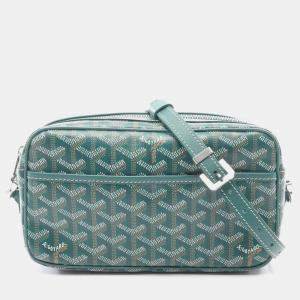 Pre Owned Goyard Cap Vert Pm Shoulder Bag In Coated Canvas And Leather Green Multicolor