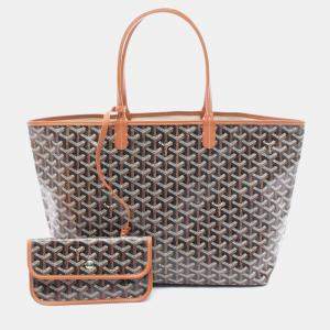 مملوكة مسبقًا Goyard Saint Louis Pm Tote Bag Coated Canvas And Leather Black Brown Multicolor