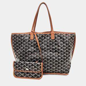 مملوكة مسبقًا غويارد قماش أسود بني أنجو حقيبة حجم صغير