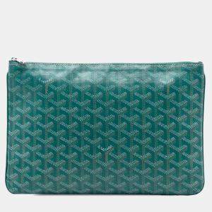 Pre Owned Goyard Green Goyardine Senat MM