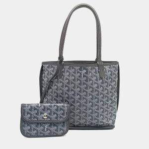 Pre Owned Goyard Grey Coated Canvas Mini Anjou Bag