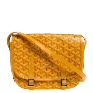 Goyard Yellow Goyardine Print Coated Canvas and Leather Belvedere PM Bag