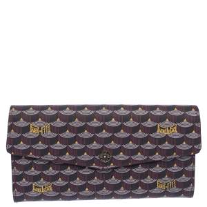 Pre Owned Faure Le Page Burgundy Coated Canvas Continental Wallet
