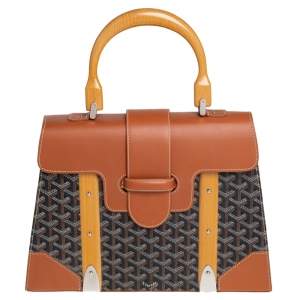 Goyard Brown/Cognac Coated Canvas and Leather Saigon Top Handle Bag