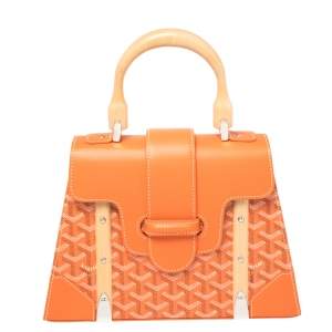 Goyard Orange Coated Canvas and Leather Saigon PM Top Handle Bag