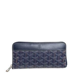 Goyard Blue Goyardline Coated Canvas  and Leather Matignon Zip Around Wallet