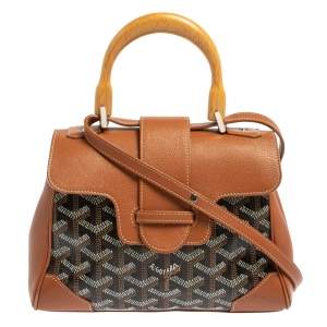 Goyard Brown Goyardine Canvas and Leather Mini Saigon Top Handle Bag