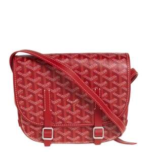 Goyard Red Goyardine Coated Canvas and Leather Belvedere PM Bag