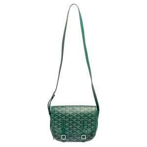 Goyard Green Goyardine Coated Canvas and Leather Belvedere PM Bag