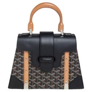 Goyard Black Coated Canvas and Leather PM Saigon Top Handle Bag