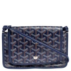 Goyard Blue Goyardine Coated Canvas Plumet Crossbody Bag