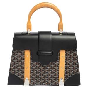 Goyard Black Goyardine Coated Canvas and Leather Saigon MM Top Handle Bag