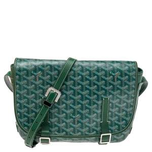Goyard Green Goyardine Coated Canvas and Leather Belvedere MM Bag