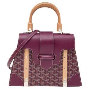 Goyard Burgundy Goyardine Coated Canvas And Leather Saigon PM Top Handle Bag
