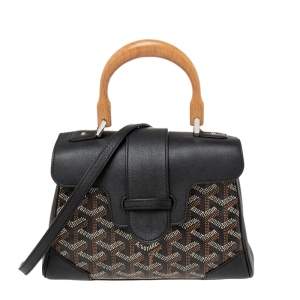 Goyard Black Goyardine Canvas and Leather Mini Saigon Top Handle Bag