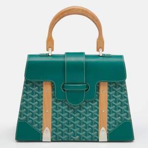 Goyard Green Coated Canvas And Leather Saigon MM Top Handle Bag