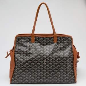 Goyard Brown/Cognac Chevron Print Coated Canvas And Leather Hardy PM Tote