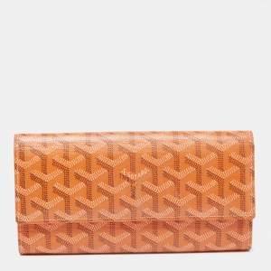 Goyard Orange Goyardine Coated Canvas Varenne Continental Wallet