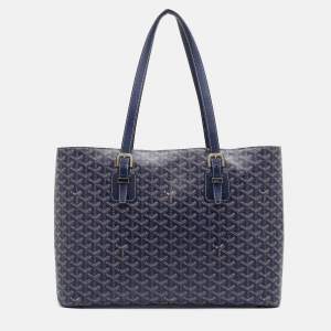 Goyard Navy Blue Goyardine Coated Canvas and Leather Okinawa GM Tote