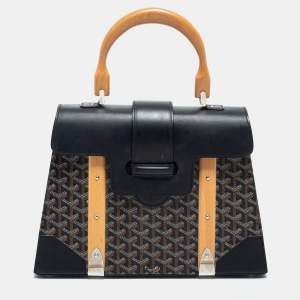 Goyard Black Goyardine Coated Canvas and Leather Saigon MM Top Handle Bag