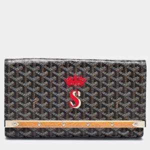 Goyard Black Goyardine Coated Canvas Monte Carlo Bois Clutch