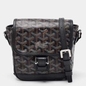 Goyard Black/Brown Goyardine Coated Canvas and Leather Grand Bleu Messenger Bag