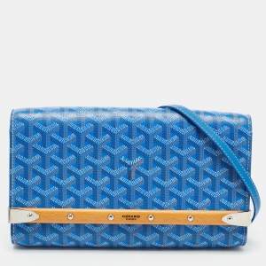 Goyard Blue Goyardine Coated Canvas and Leather Monte Carlo Bois Shoulder Bag