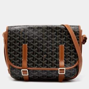 Goyard Brown Goyardine Coated Canvas and Leather Belvedere MM Saddle Bag