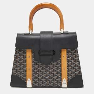 Goyard Black Goyardine Coated Canvas and Leather Saigon MM Top Handle Bag