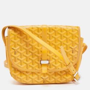 Goyard Yellow Goyardine Coated Canvas and Leather Belvedere PM Bag