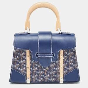 Goyard Blue Goyardine Coated Canvas And Leather Mini Saigon Top Handle Bag