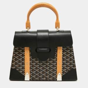 Goyard Black Goyardine Coated Canvas and Leather Saigon MM Top Handle Bag