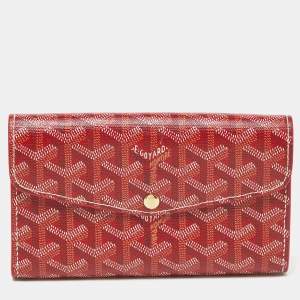 Goyard Red Goyardine Coated Canvas Double Flap Continental Wallet