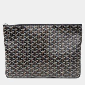 Goyard Black Goyardine Canvas Senat GM Clutch Bag