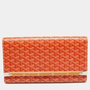 Goyard Orange Goyardine Coated Canvas Monte Carlo Bois Clutch