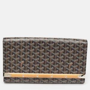 Goyard Black Goyardine Coated Canvas Monte Carlo Bois Clutch